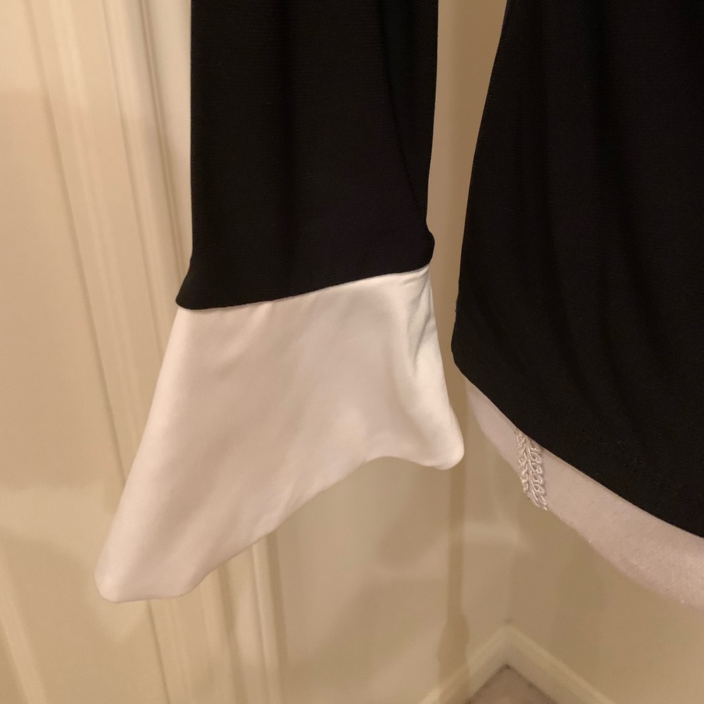 WHBM Black with White Ruffles Top XS NWT - Picture 5 of 7
